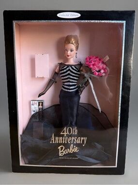 1999 40th Anniversary Barbie Doll Collector Edition Black Dress Roses #21384 NEW